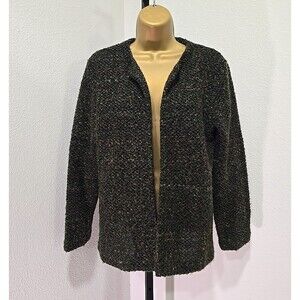 Vtg Chads Place Green Chunky Knit Cardigan Womens 8P Goblin Forest Office Career